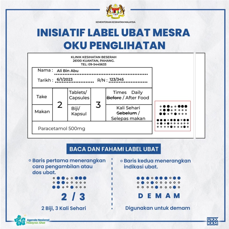 Health Ministry introduces medicine labels with Braille for visually impaired DayakDaily