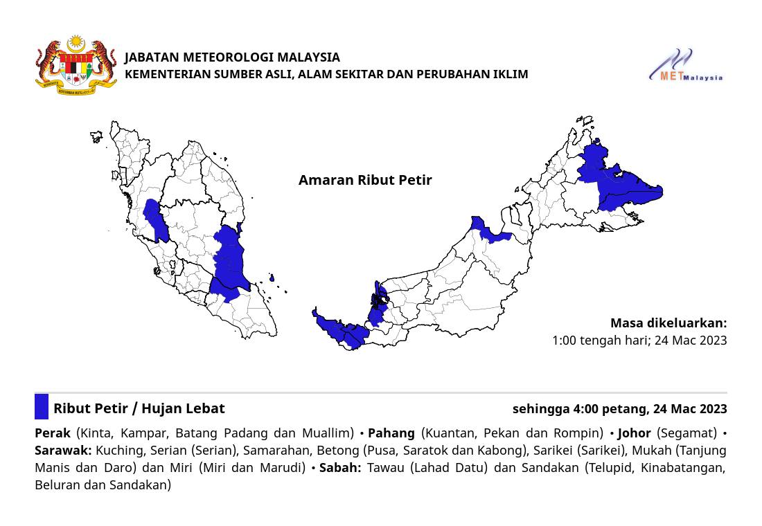 MetMalaysia: Thunderstorms predicted in Sarawak today | DayakDaily